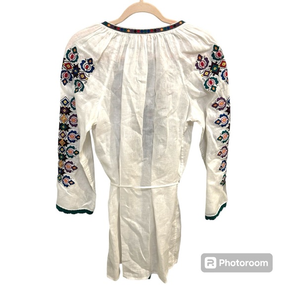 Tory Burch Embroidered Linen Dress Size S/P EUC Boho F0665 - Picture 2 of 11